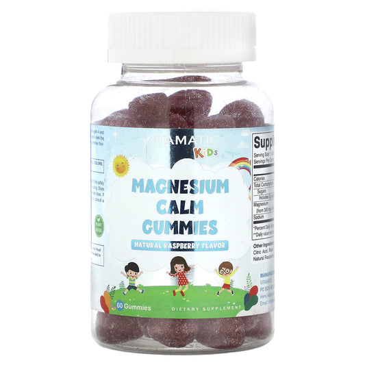 Vitamatic, Kids, Magnesium Calm Gummies, Natural Raspberry, 60 Gummies - Image 1