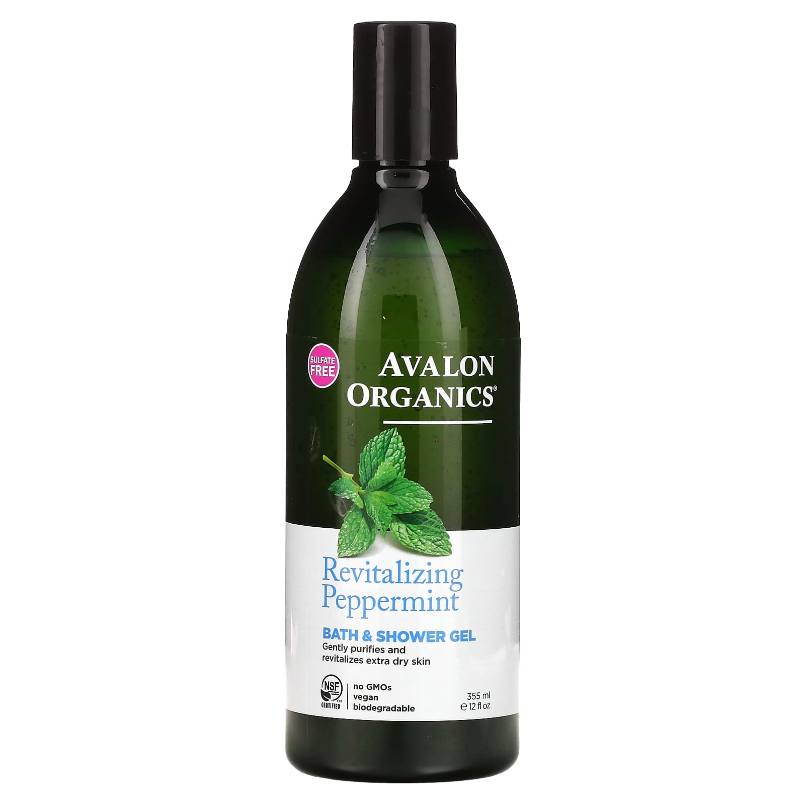 Avalon Organics Revitalizing Peppermint Bath & Shower Gel, 12 fl oz - Image 1