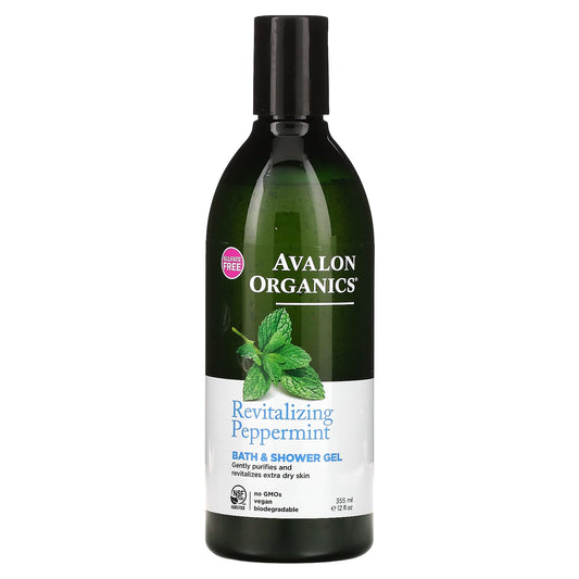 Avalon Organics Revitalizing Peppermint Bath & Shower Gel, 12 fl oz - Image 1
