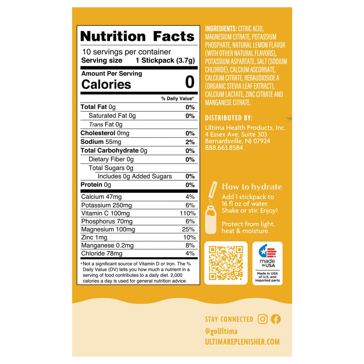 Ultima Replenisher, 6 Essential Electrolytes, Daily Electrolyte Drink Mix, Lemonade, 10 Stickpacks, 0.13 oz (3.7 g) Each - Image 2
