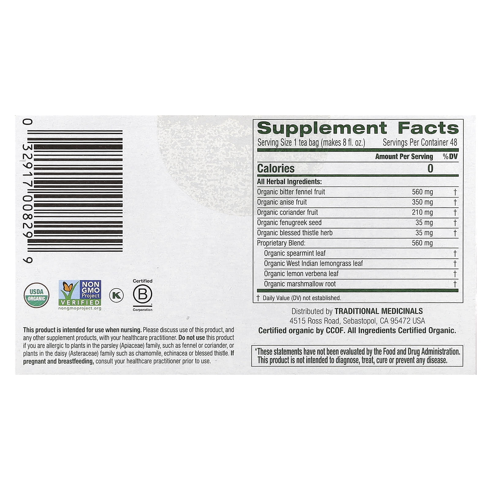 Traditional Medicinals, Organic Mother's Milk®, Original with Fennel & Fenugreek, Caffeine Free, 48 Wrapped Tea Bags, 2.96 oz (84 g) - Image 2