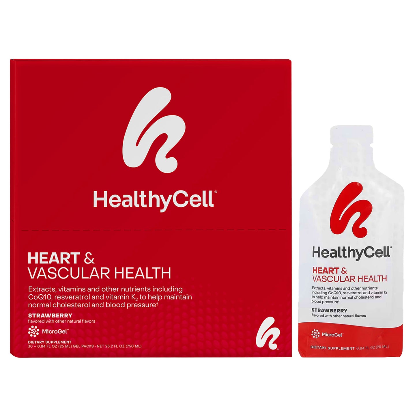 HealthyCell Strawberry Heart & Vascular Support MicroGel 30 Pack - Image 1
