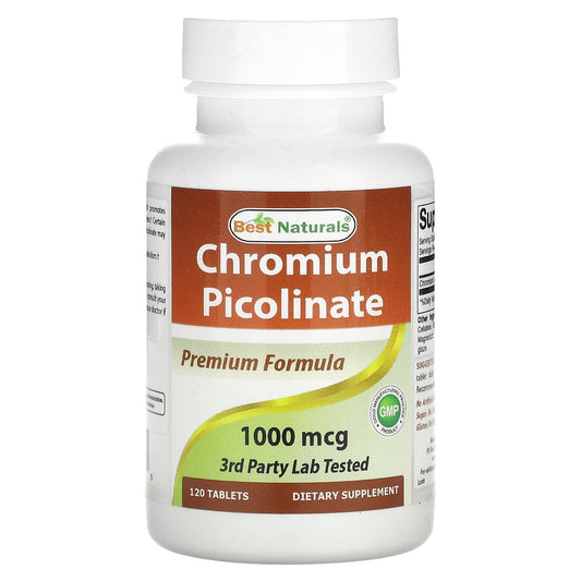 Chromium Picolinate Supplement, 1,000 mcg, 120 Tablets by Best Naturals - Image 1