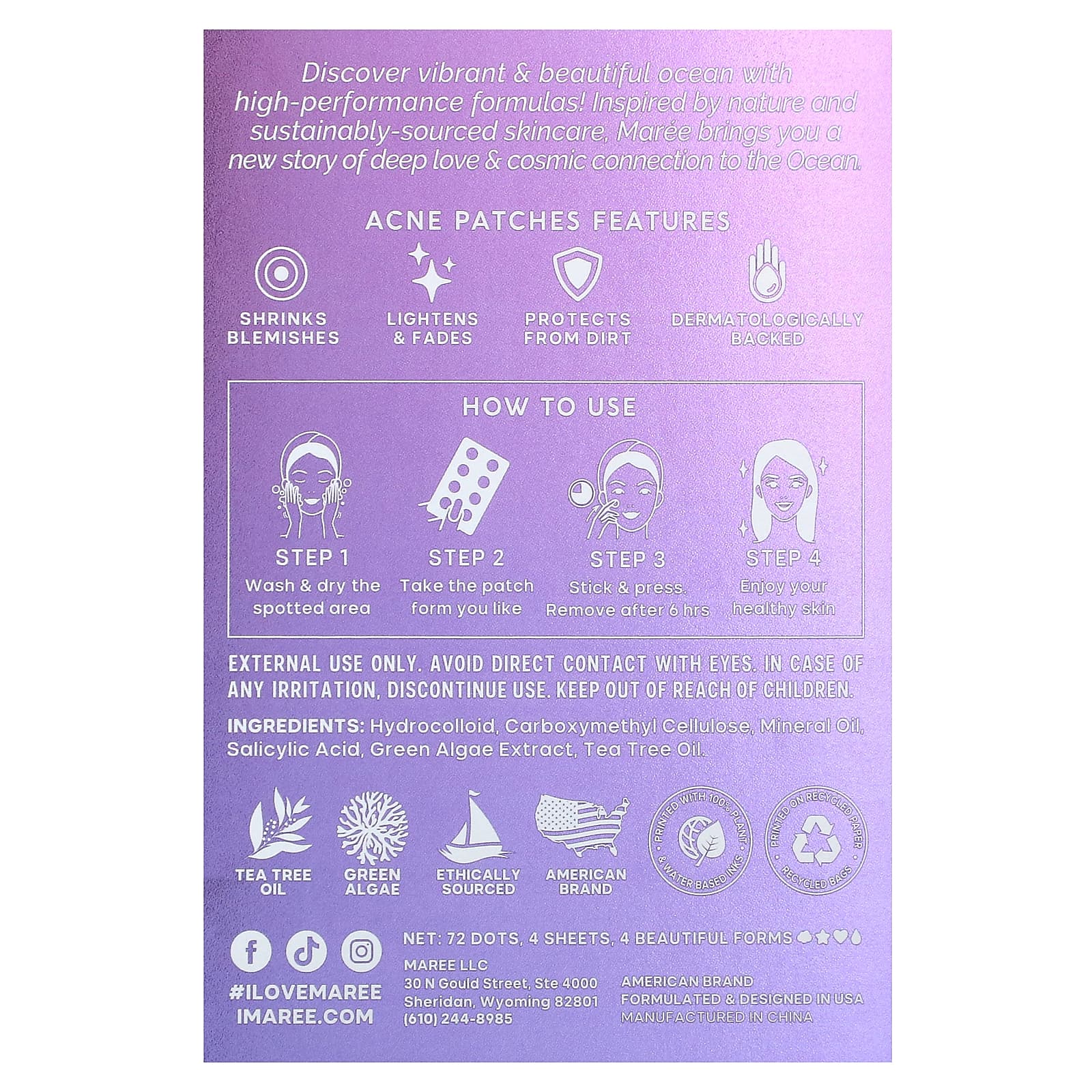 Maree, Marine Skincare Acne Patches, 72 Dots - Image 2