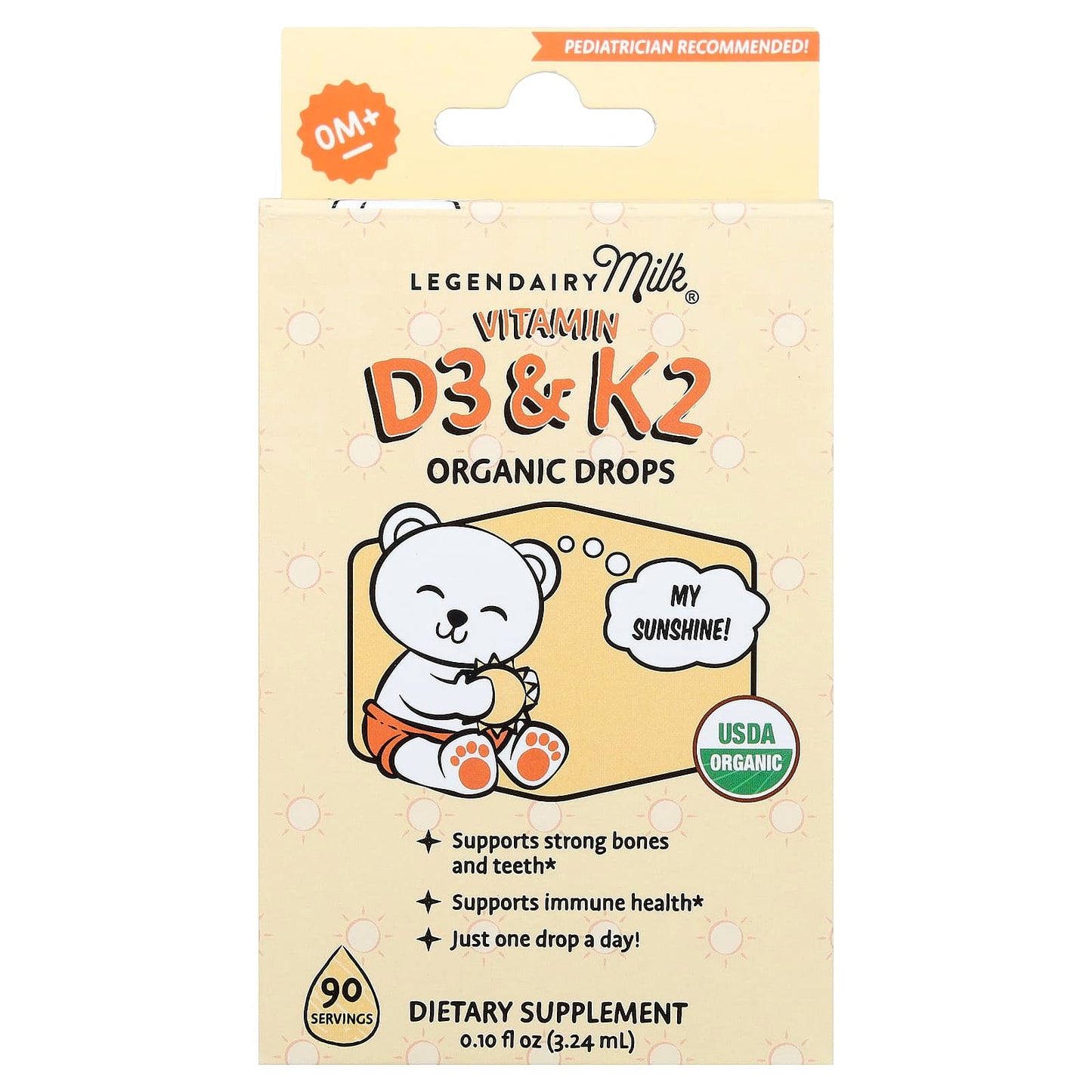 Legendairy Milk, Vitamin D3 & K2 Organic Drops, 0 + Months, 0.1 fl oz (3.24 ml) - Image 1