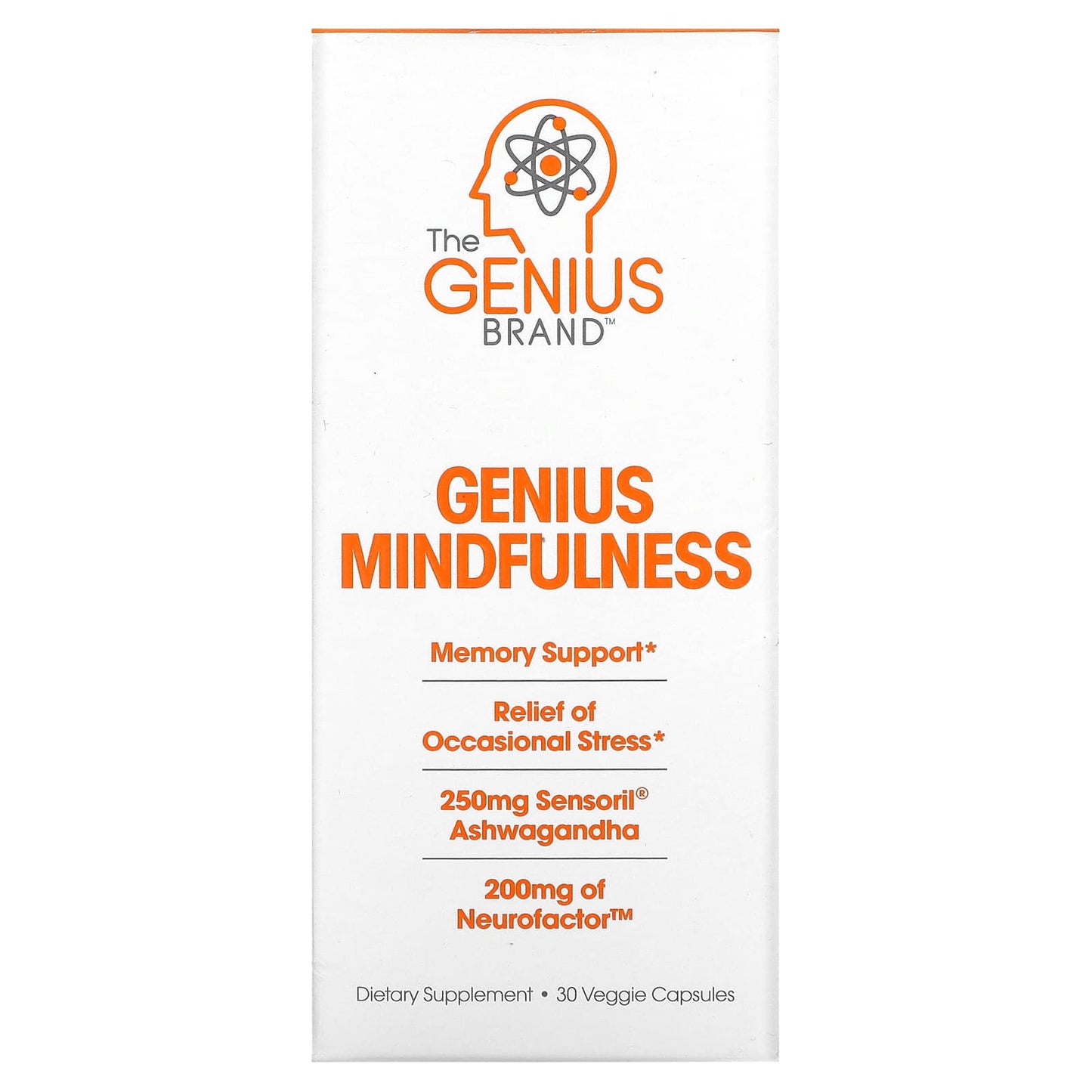The Genius Brand, Genius Mindfullness, 30 Veggie Capsules - Image 1