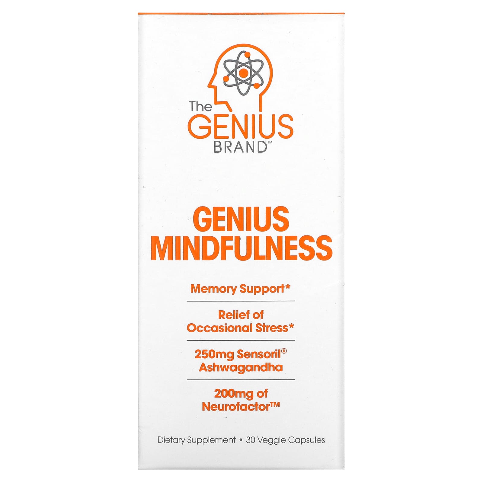 The Genius Brand, Genius Mindfullness, 30 Veggie Capsules - Image 1