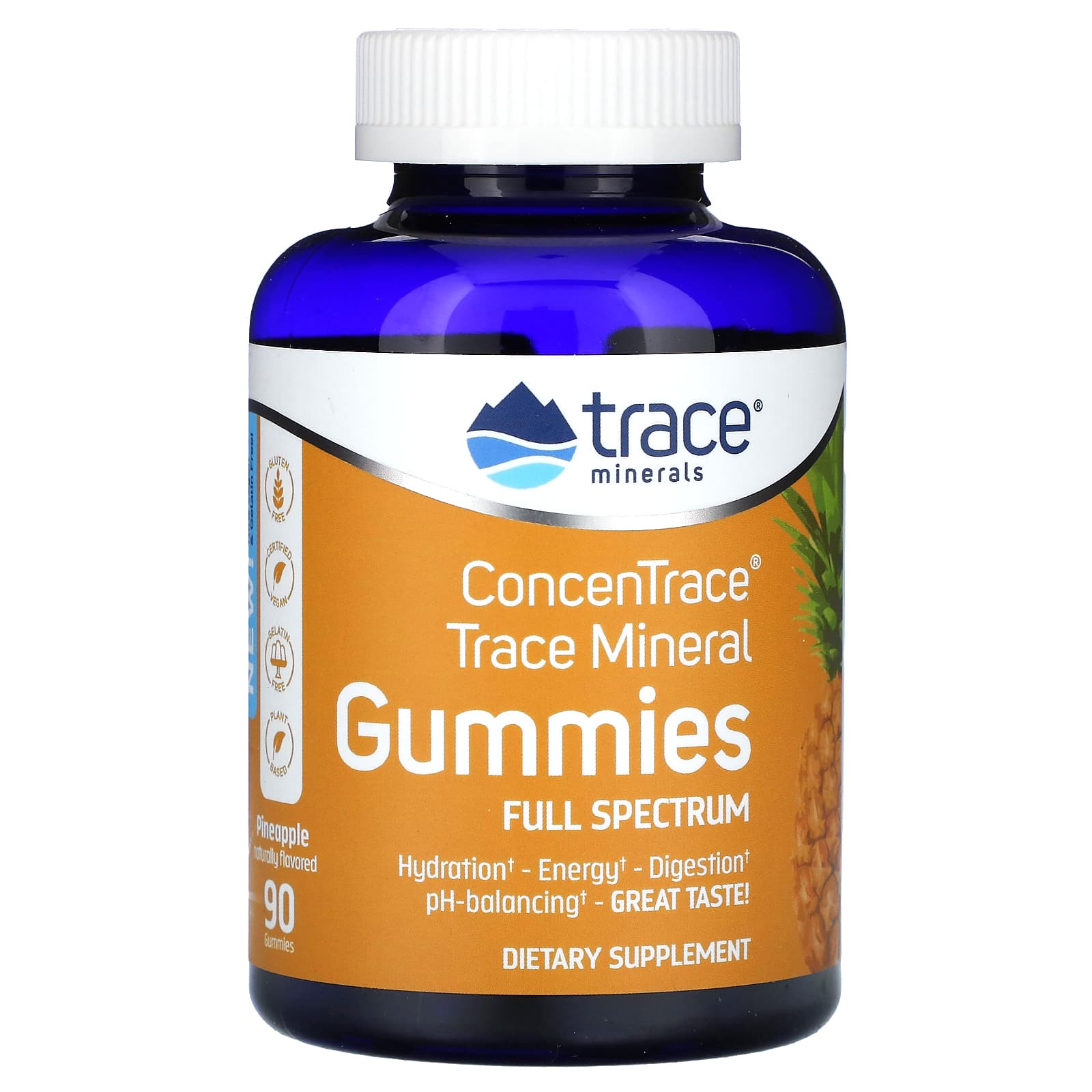 ConcenTrace, Trace Mineral Gummies, Pineapple, 90 Gummies - Image 1