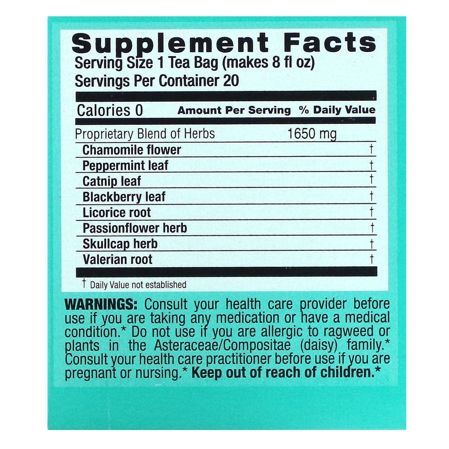 Triple Leaf Tea, Relaxing, Caffeine Free, 20 Tea Bags, 1.16 oz (33 g) - Image 2