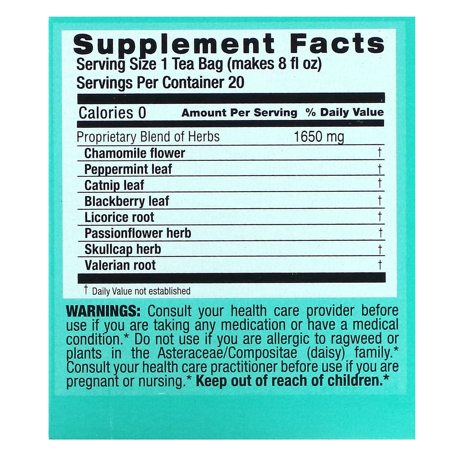 Triple Leaf Tea, Relaxing, Caffeine Free, 20 Tea Bags, 1.16 oz (33 g) - Image 2