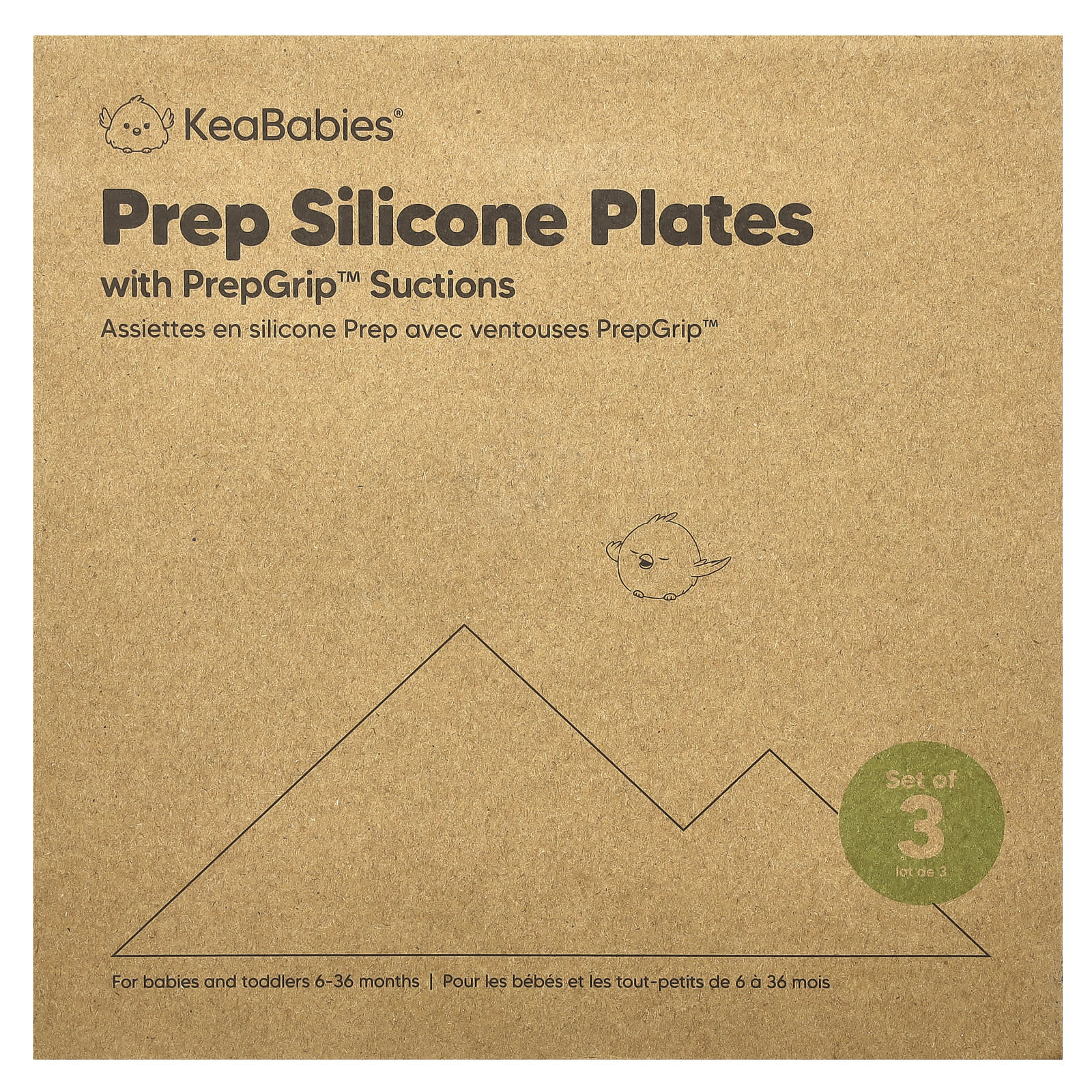 KeaBabies, Prep Silicone Plates With PrepGrip™ Suctions, 6-36 Months, Desert, 3 Pack - Image 1