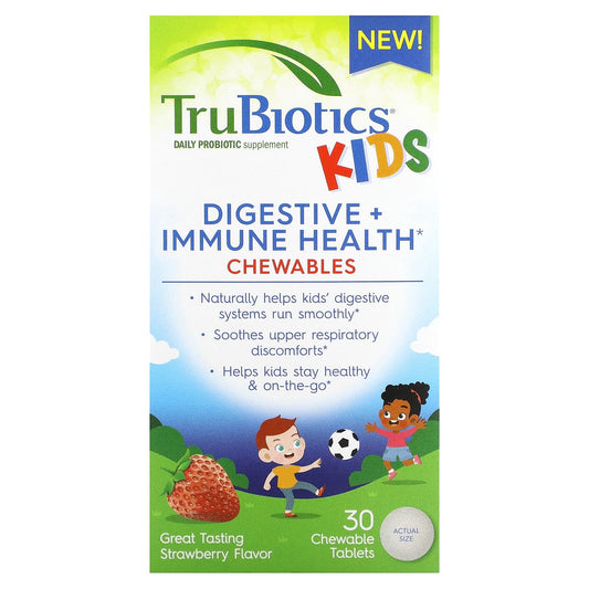 TruBiotics, Kids, Digestive + Immune Health Chewables, Strawberry, 30 Chewable Tablets - Image 1