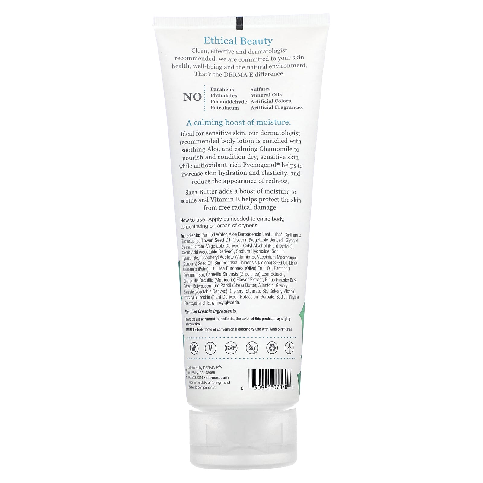 Soothe & Hydrate with DERMA E Vitamin E Sensitive Skin Shea Body Lotion, Fragrance-Free - Image 2