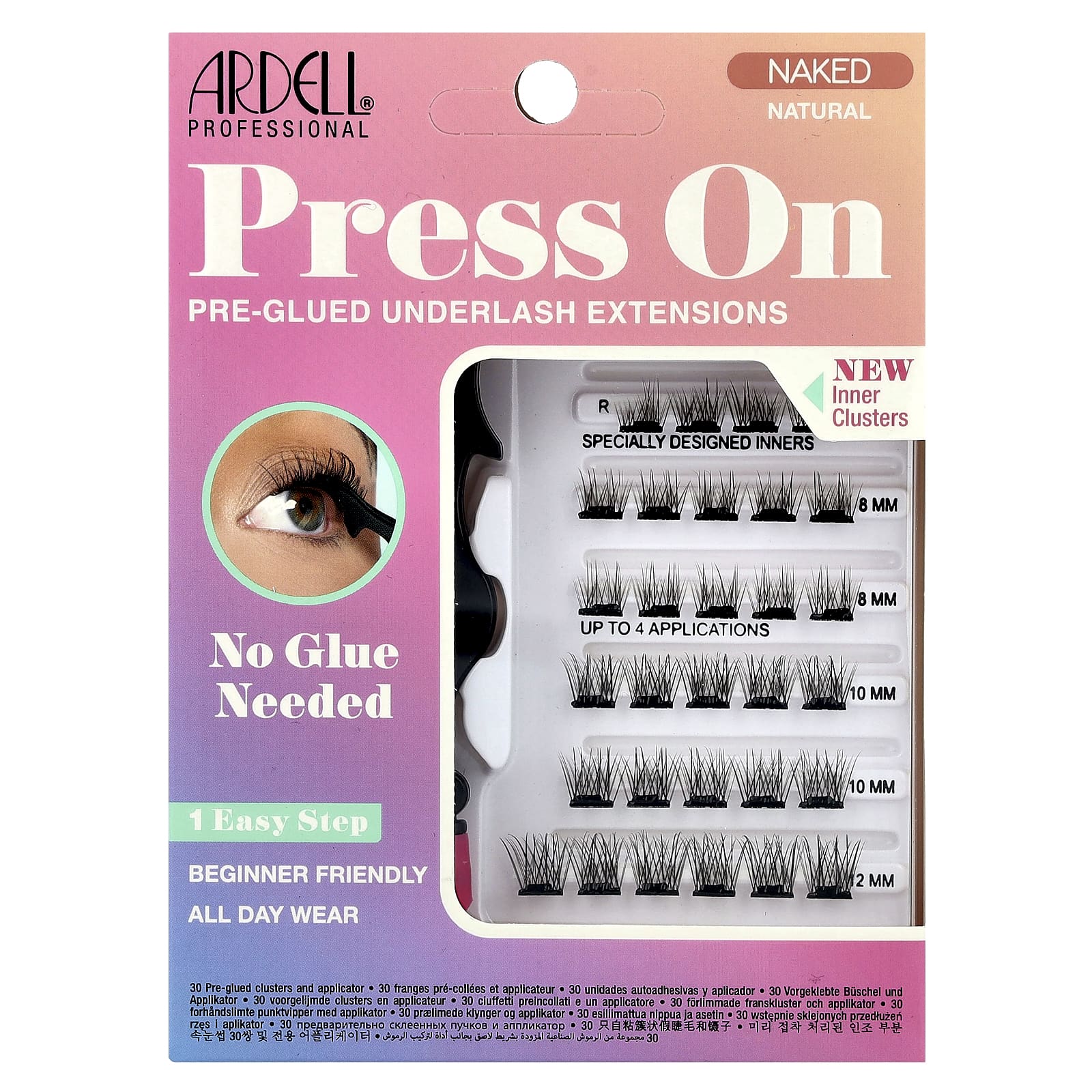 Ardell Press-On Underlash Extensions: Natural, Pre-Glued, 30 Clusters - Image 1