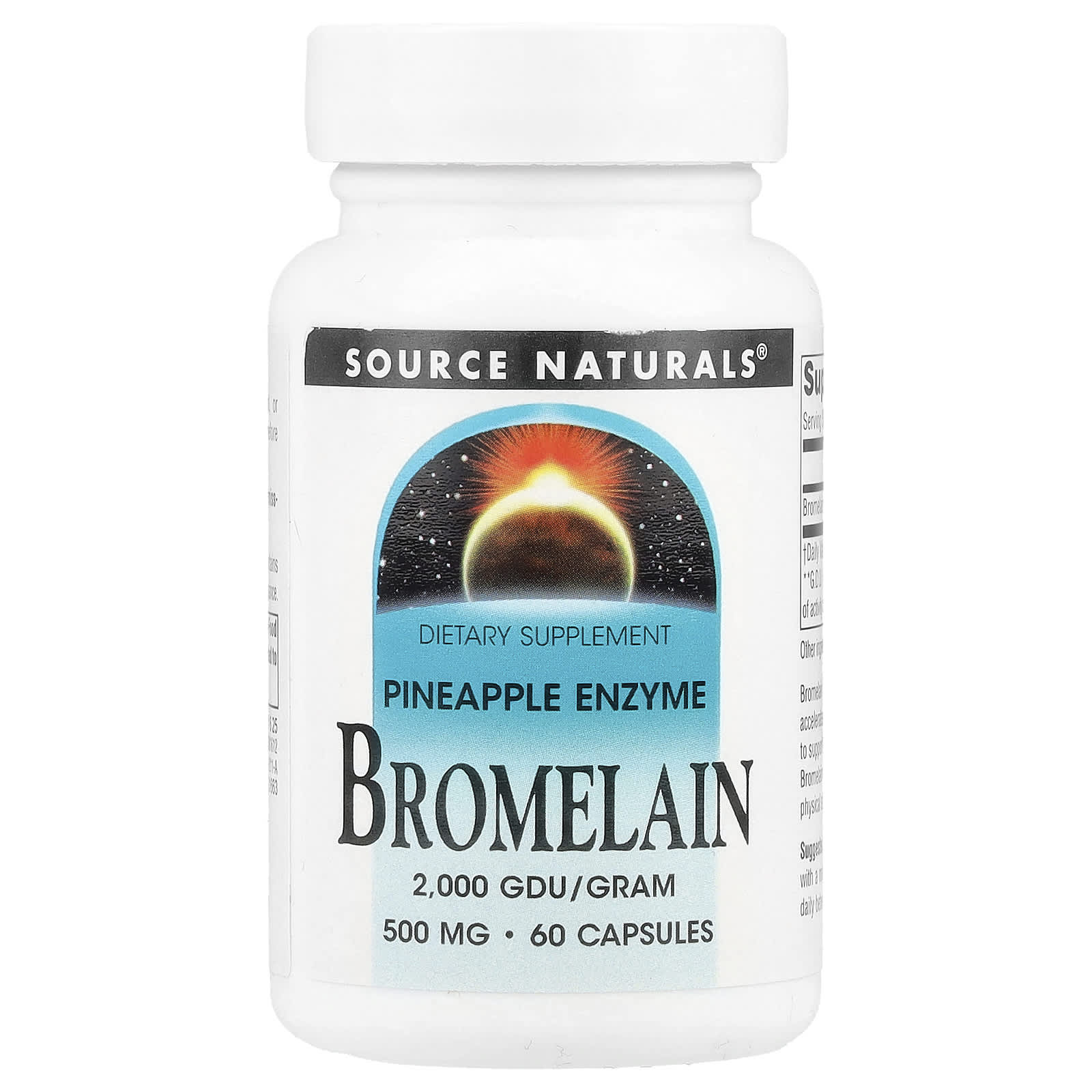 Source Naturals, Bromelain, 500 mg, 60 Capsules - Image 1