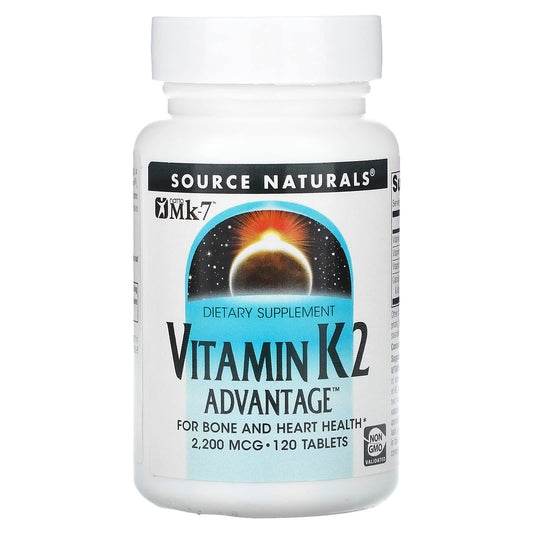 Source Naturals, Vitamin K2 Advantage, 2,200 mcg, 120 Tablets - Image 1