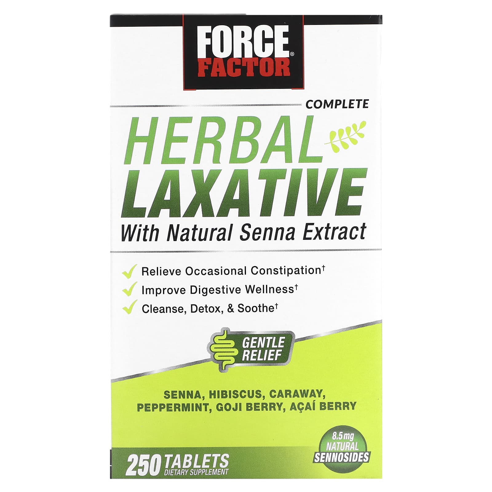Natural Constipation Relief with Force Factor Herbal Laxative, 250 Tablets - Image 1