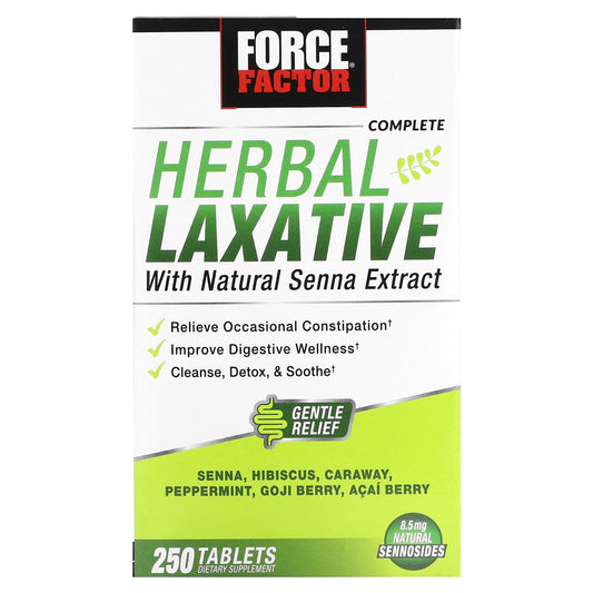 Natural Constipation Relief with Force Factor Herbal Laxative, 250 Tablets - Image 1
