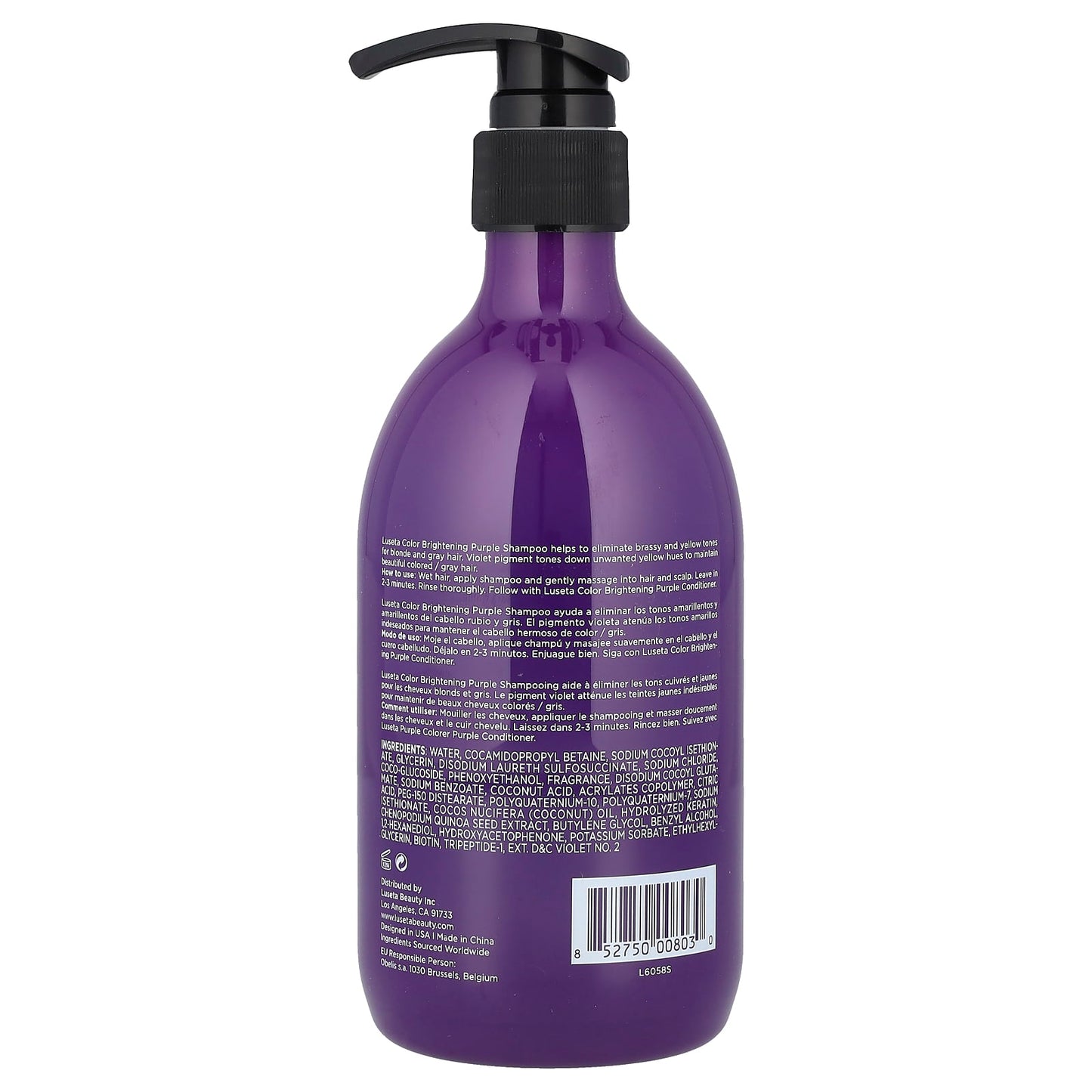 Luseta Beauty, Color Brightening Purple Shampoo, For Blonde & Gray Hair, 16.9 fl oz (500 ml) - Image 2