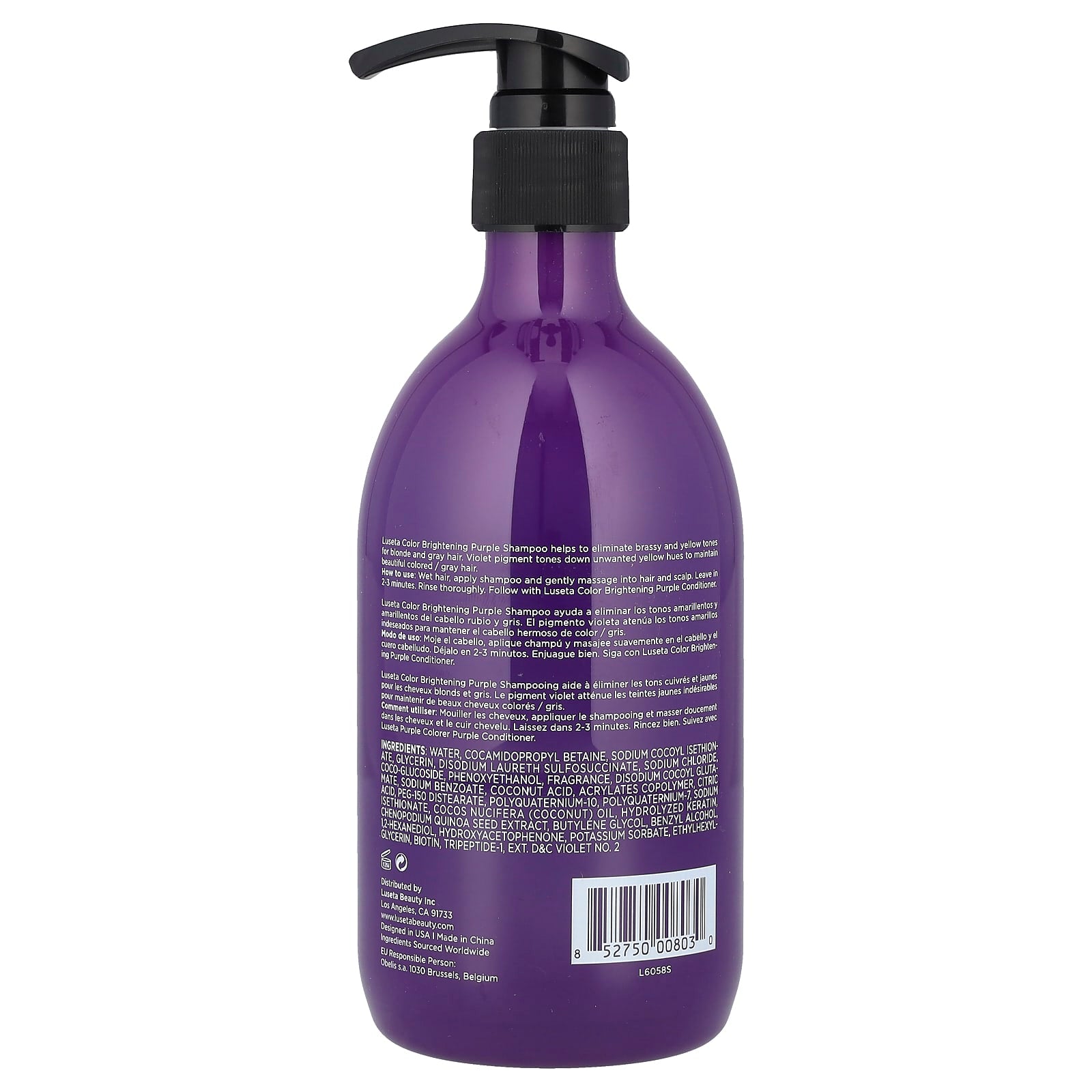 Luseta Beauty, Color Brightening Purple Shampoo, For Blonde & Gray Hair, 16.9 fl oz (500 ml) - Image 2