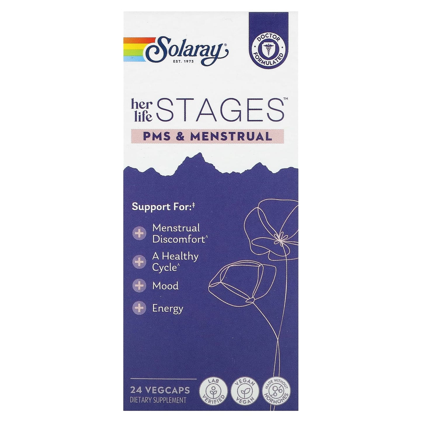 Solaray, Her Life Stages, PMS & Menstrual, 24 VegCaps - Image 1