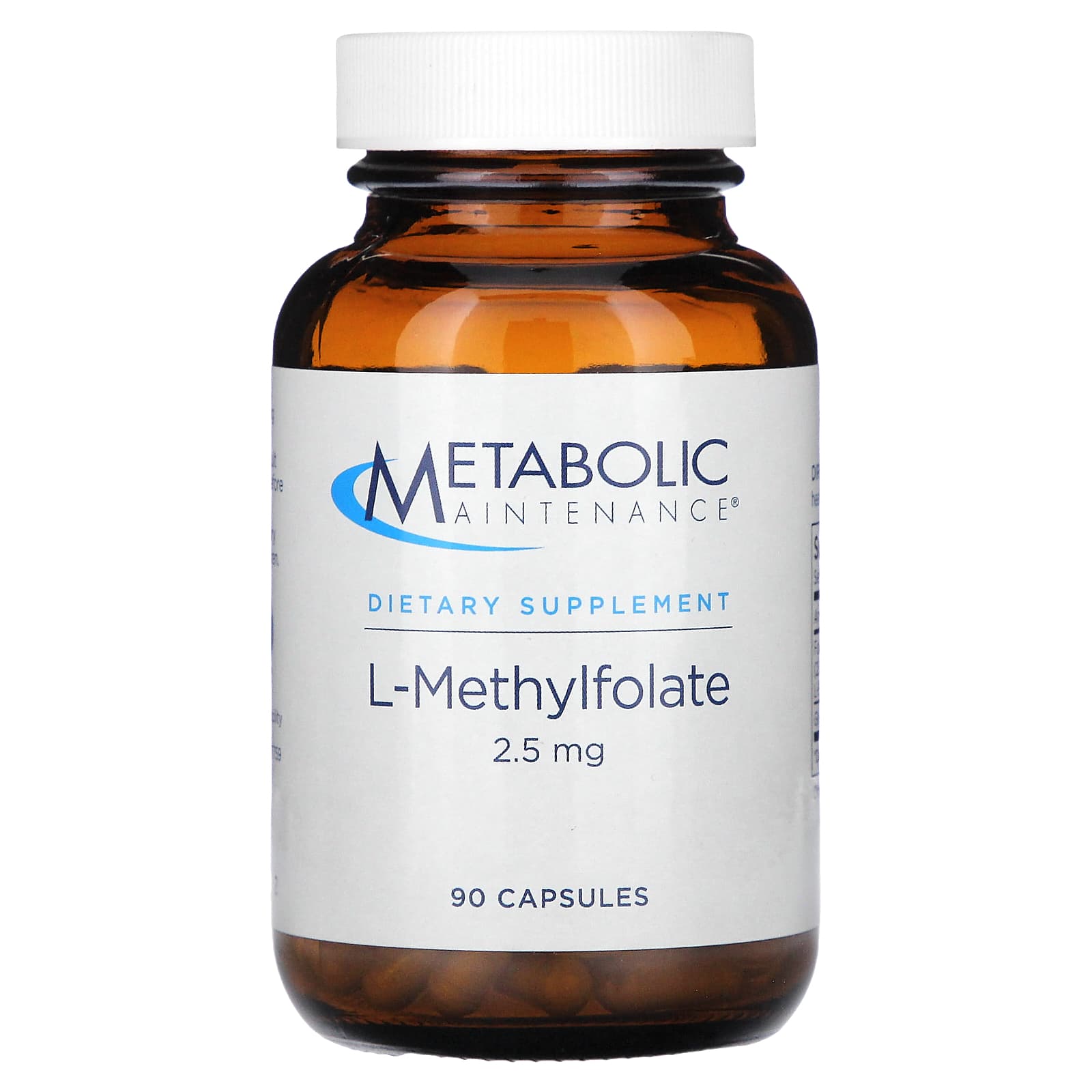 Metabolic Maintenance, L-Methylfolate, 2.5 mg, 90 Capsules - Image 1