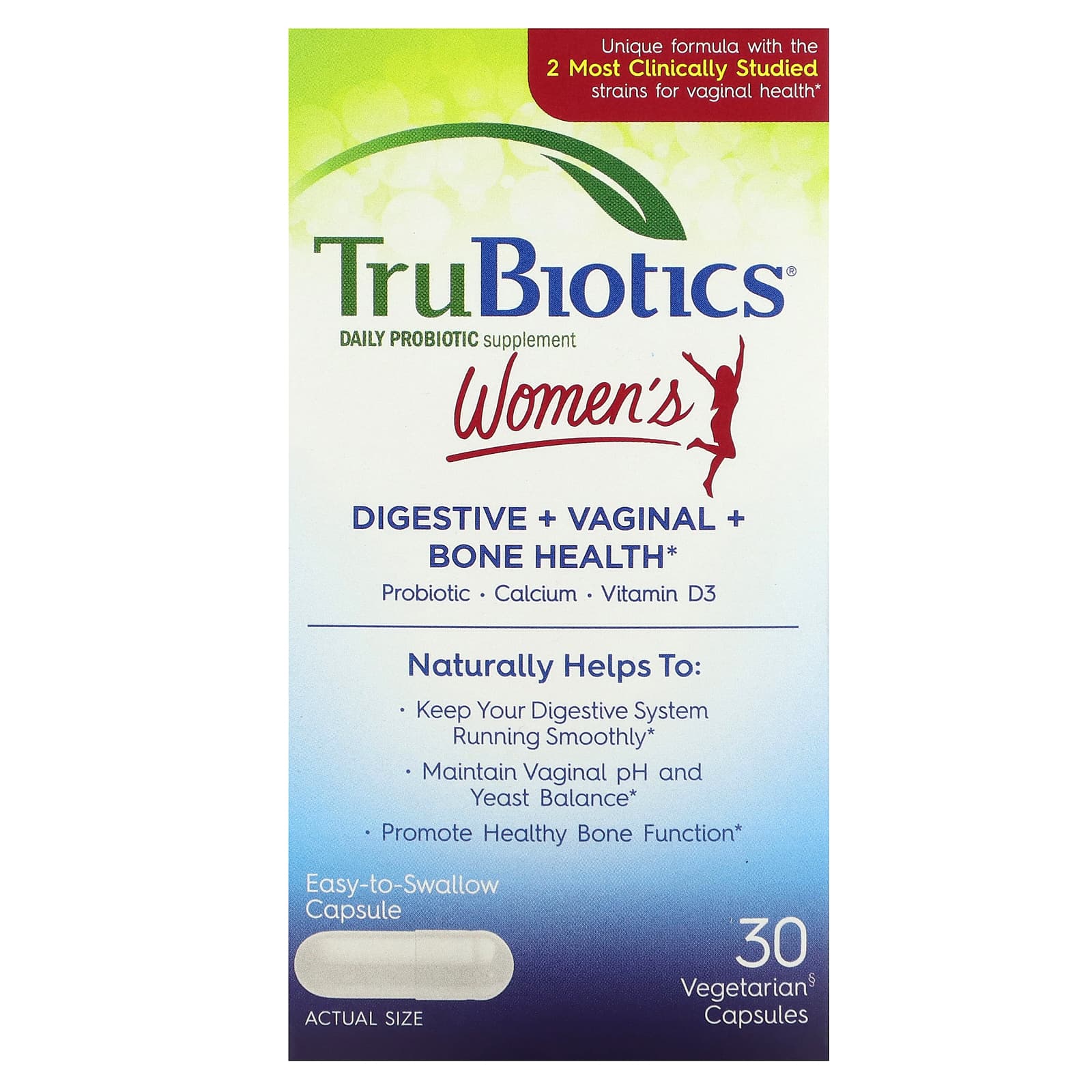 TruBiotics, Women's Digestive + Vaginal + Bone Health , 30 Vegetarian Capsules - Image 1