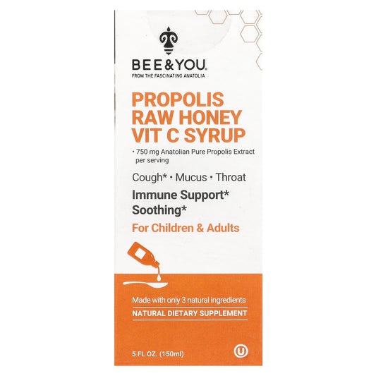 Bee&You, Propolis Raw Honey Vit C Syrup, 5 fl oz (150 ml)