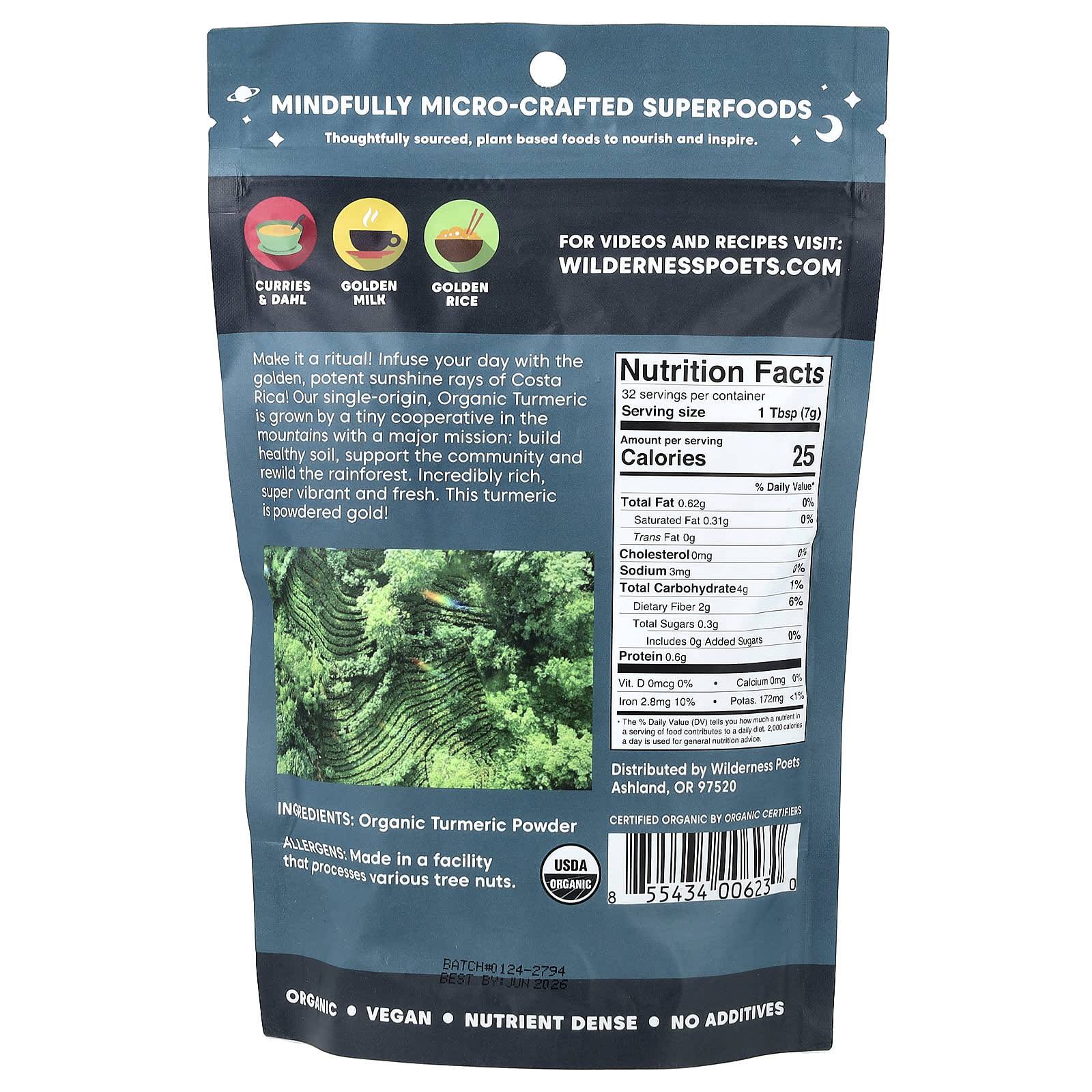 Wilderness Poets, Organic Costa Rican Turmeric, 8 oz (226 g) - Image 2