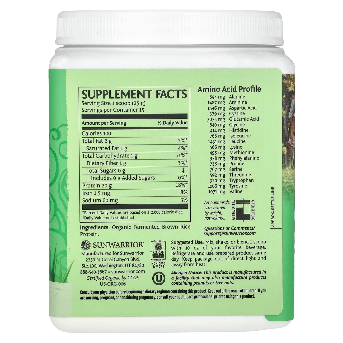 Sunwarrior, Classic Protein, Unflavored, 13.2 oz (375 g) - Image 2