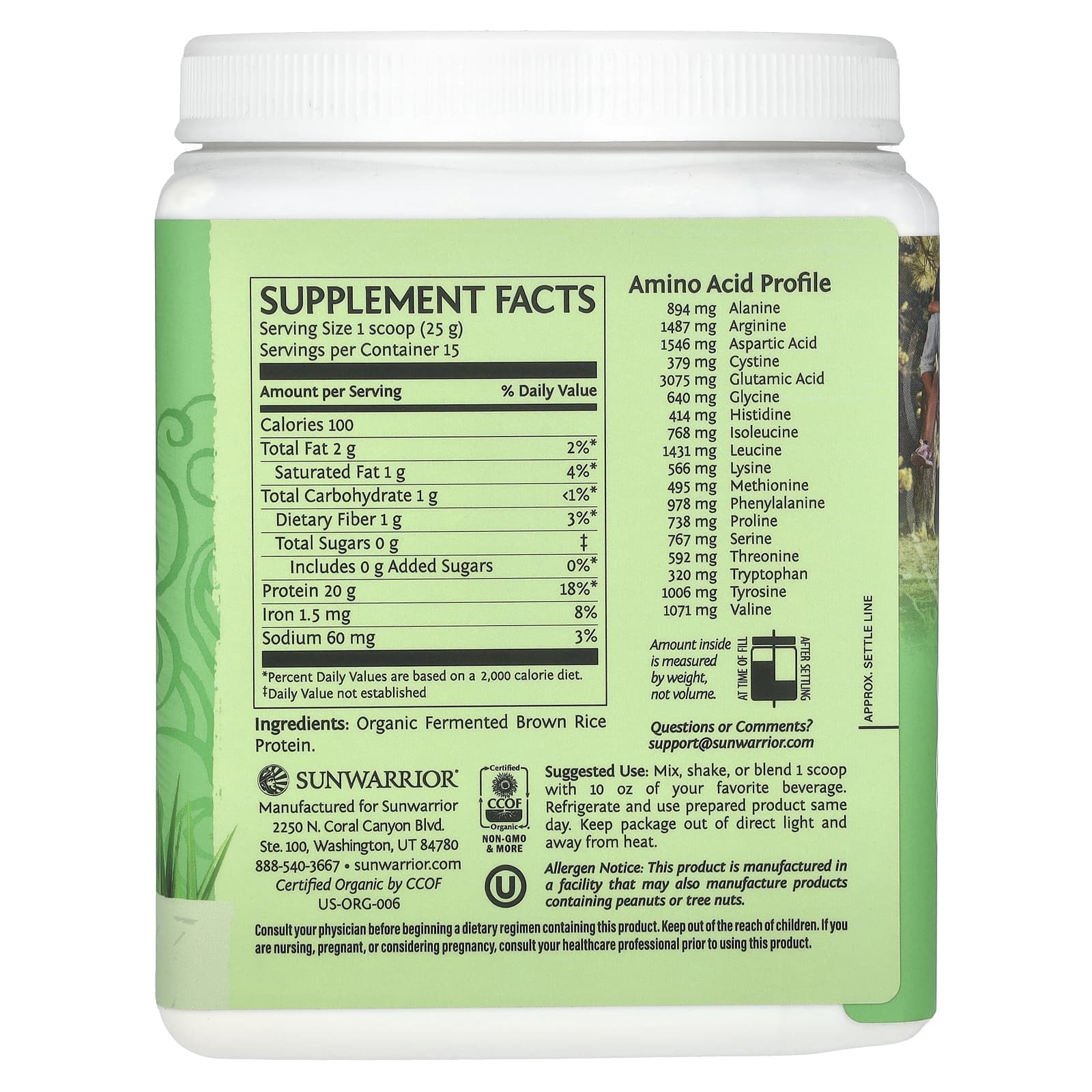 Sunwarrior, Classic Protein, Unflavored, 13.2 oz (375 g) - Image 2