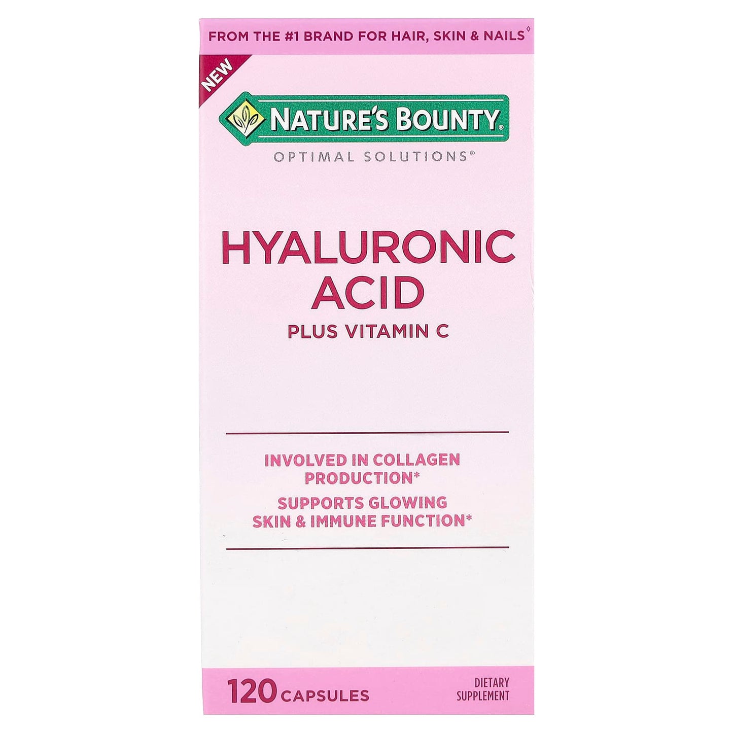 Nature's Bounty, Optimal Solutions®, Hyaluronic Acid Plus Vitamin C, 120 Capsules - Image 1
