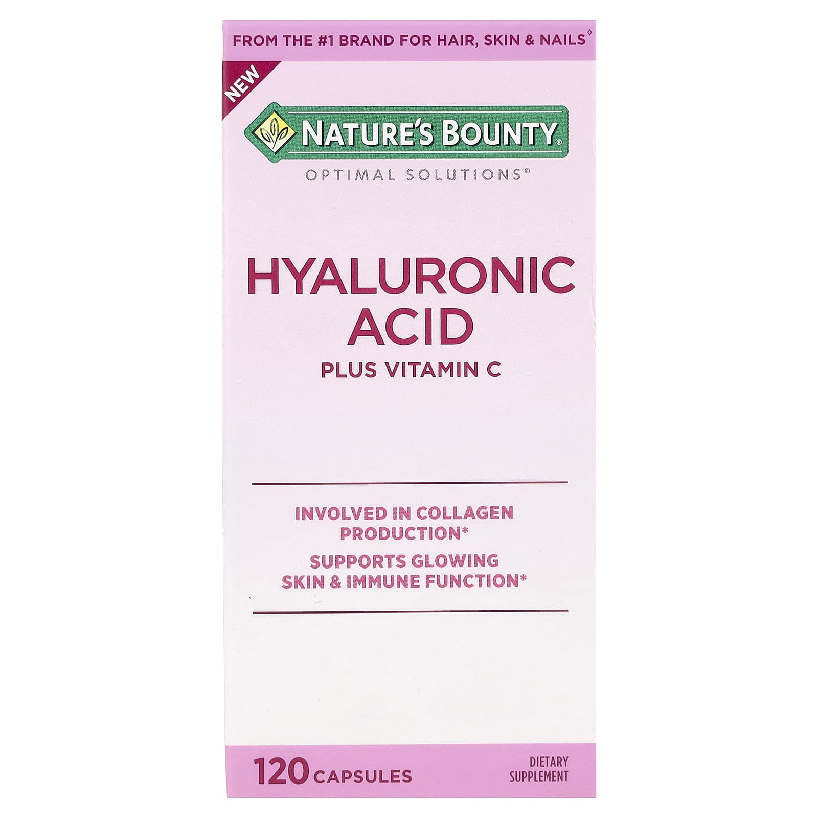 Nature's Bounty, Optimal Solutions®, Hyaluronic Acid Plus Vitamin C, 120 Capsules - Image 1
