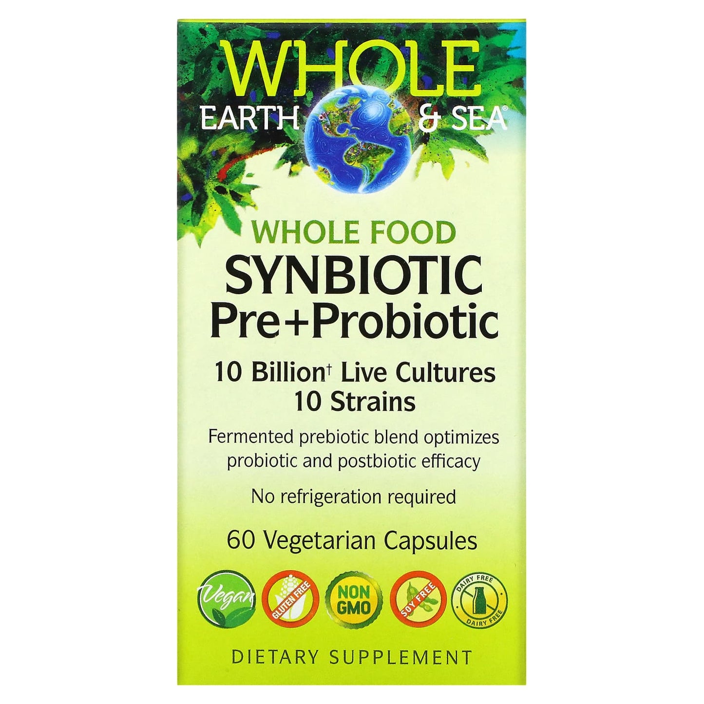 Natural Factors, Whole Earth & Sea, Whole Food Synbiotic Pre+Probiotic, 10 Billion, 60 Vegetarian Capsules - Image 1