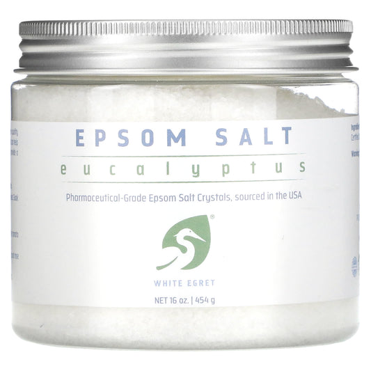 White Egret, Epsom Salt, Eucalyptus, 16 oz (454 g) - Image 1