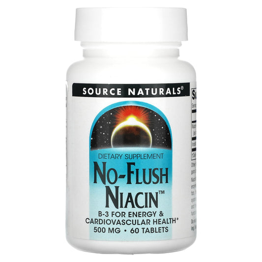 Source Naturals, No-Flush Niacin, 500 mg, 60 Tablets - Image 1