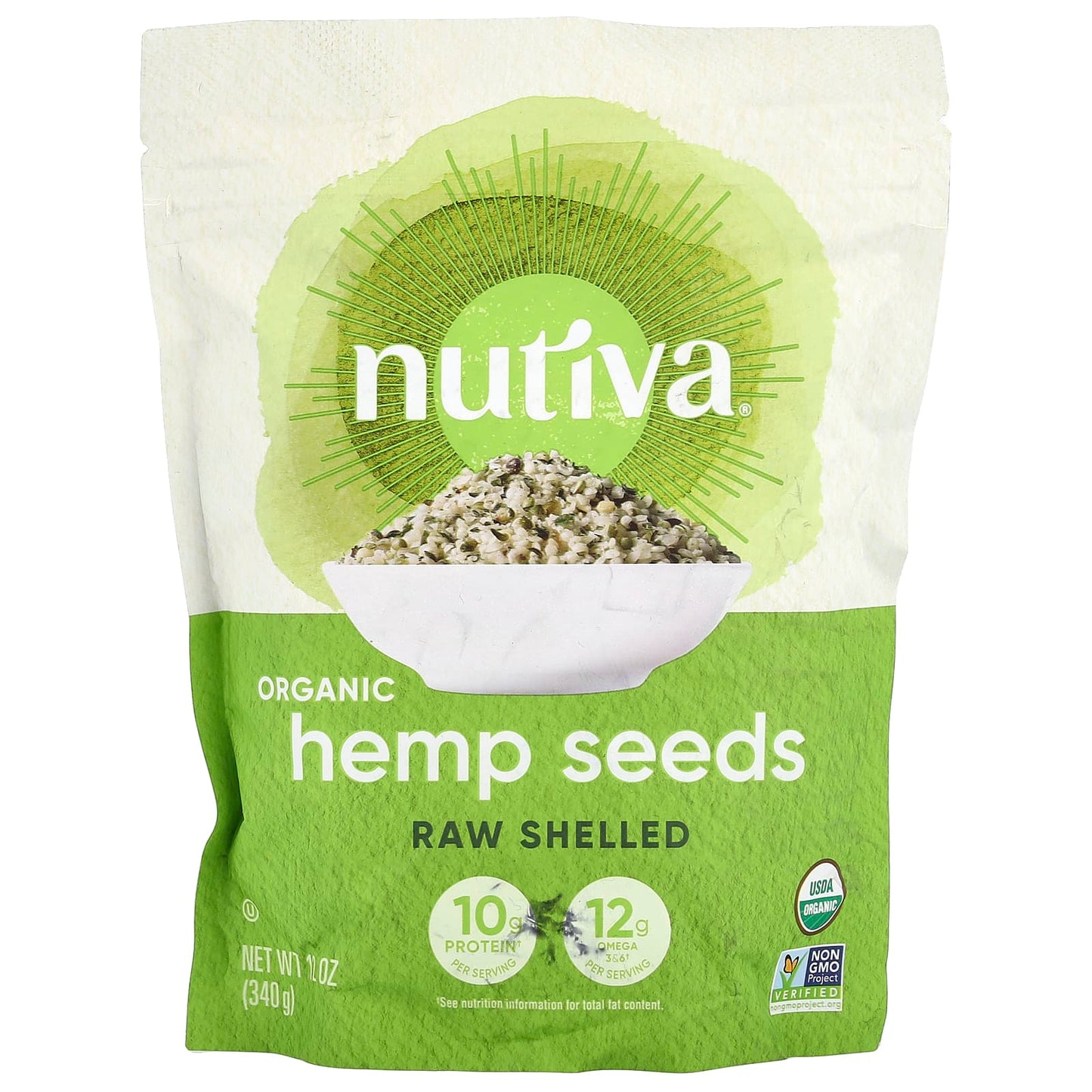 Nutiva, Organic Hemp Seeds, Raw Shelled, 12 oz (340 g) - Image 1