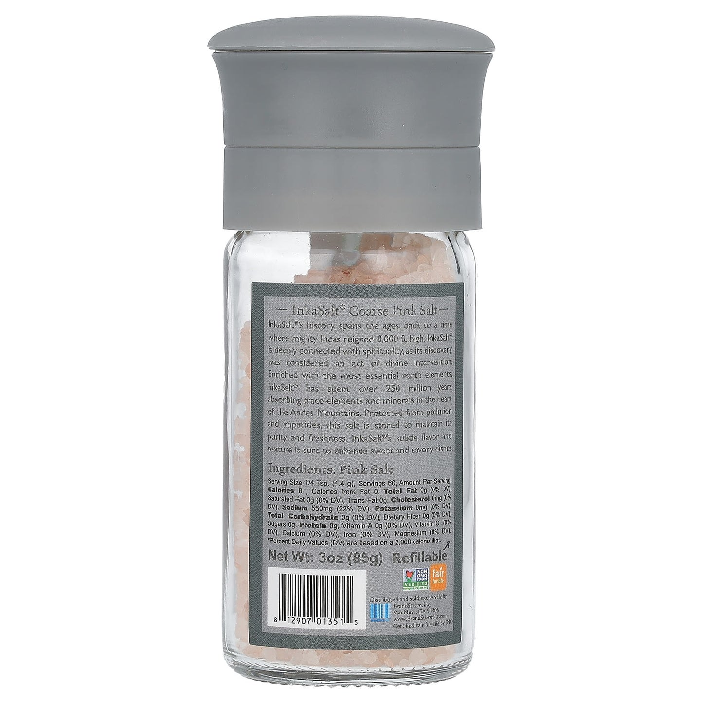 Natierra, InkaSalt, Fair Trade Pink Salt, Grinder, 3 oz (85 g) - Image 2