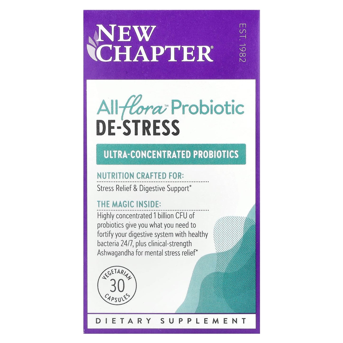 New Chapter, All-Flora™ Probiotic, De-Stress, 30 Vegetarian Capsules - Image 1