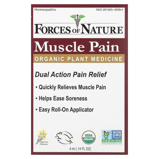 Nature's Relief: USDA Organic Muscle Pain Roll-On 0.14 fl oz - Image 1