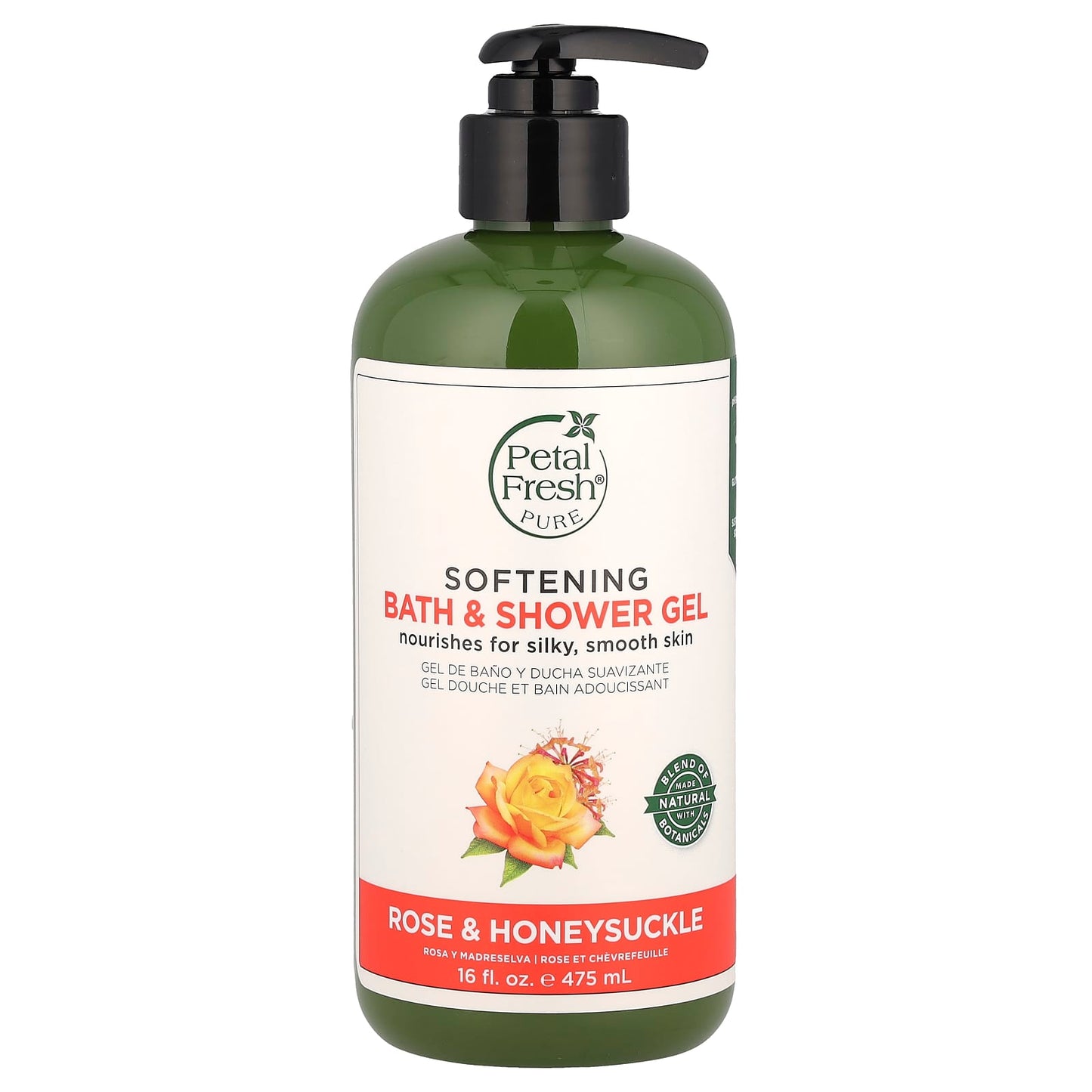Petal Fresh, Softening Bath & Shower Gel, Rose & Honeysuckle, 16 fl oz (475 ml) - Image 1