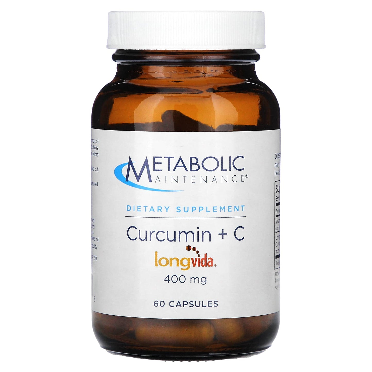 Metabolic Maintenance, Curcumin + C, 400 mg, 60 Capsules - Image 1