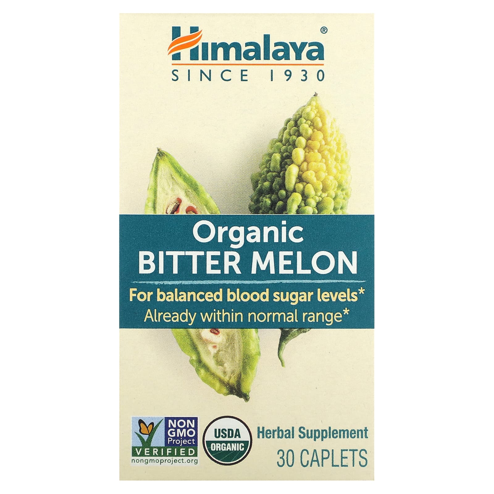 Himalaya Organic Bitter Melon 30 Caplets, Balanced Blood Sugar Levels - Image 1