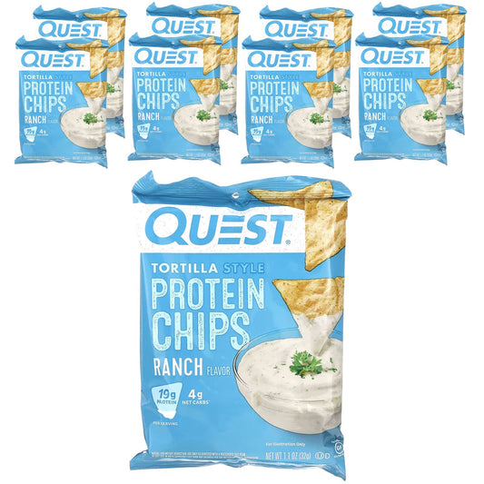 Quest Nutrition, Tortilla Style Protein Chips, Ranch, 8 Bags, 1.1 oz (32 g) Each - Image 1