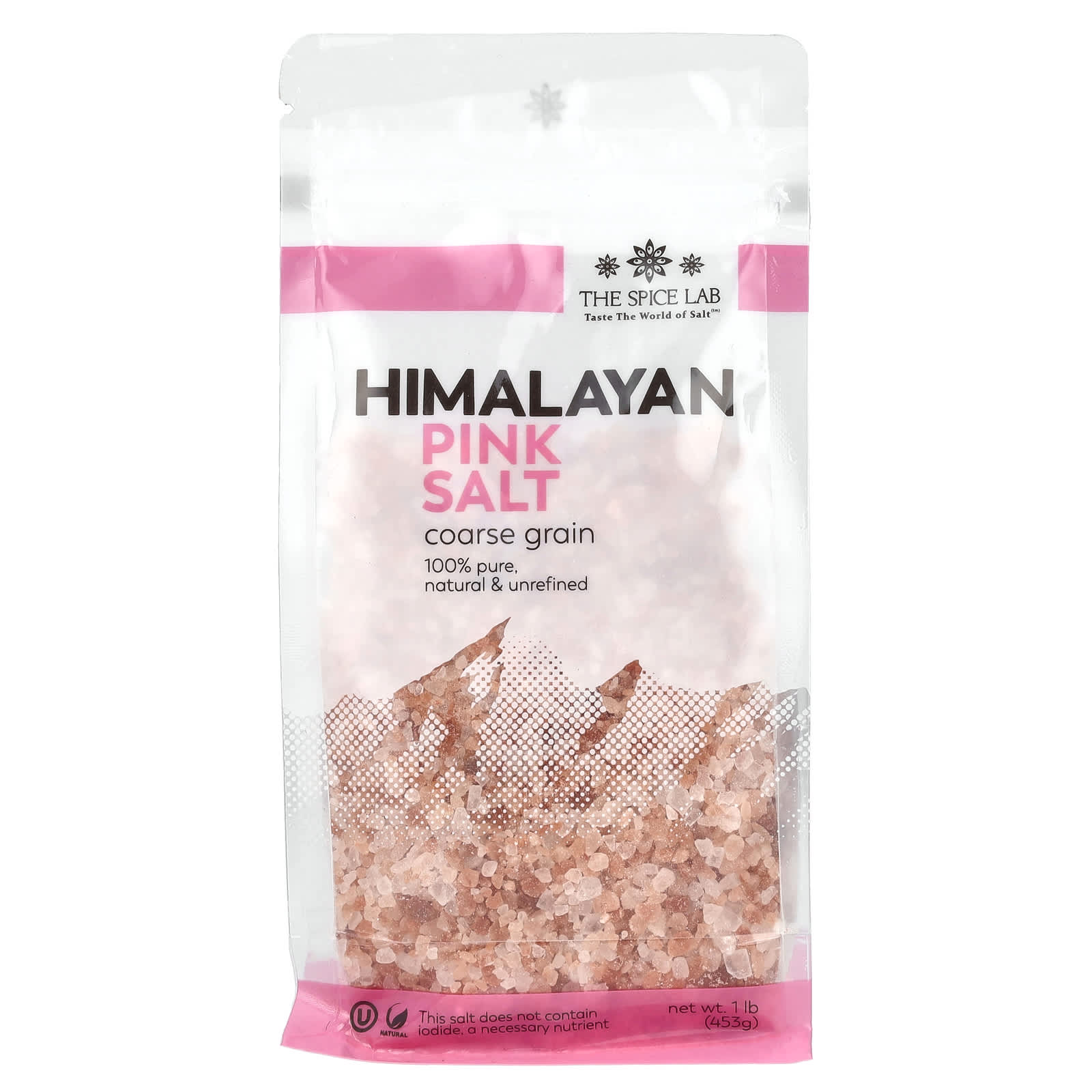 The Spice Lab, Himalayan Pink Salt, Coarse Grain, 1 lb (453 g) - Image 1