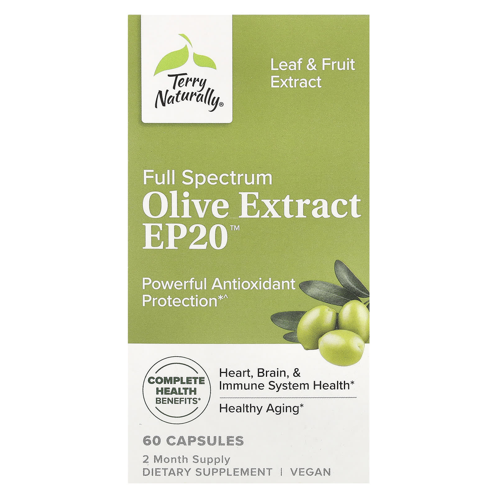 Terry Naturally, Full Spectrum Olive Extract EP20™, 60 Capsules - Image 1