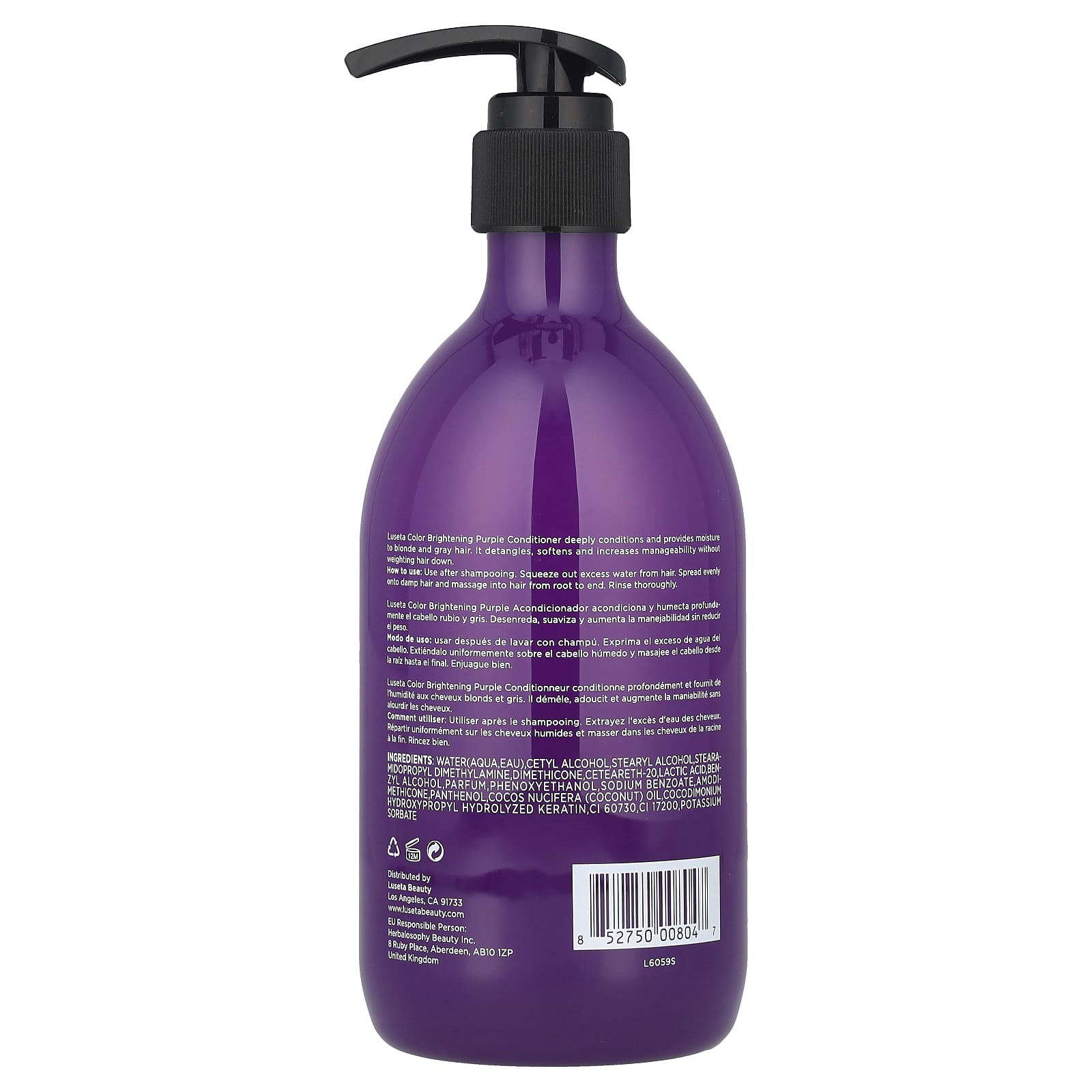 Luseta Beauty, Color Brightening, Purple Conditioner, For Blonde & Gray Hair, 16.9 fl oz (500 ml) - Image 2