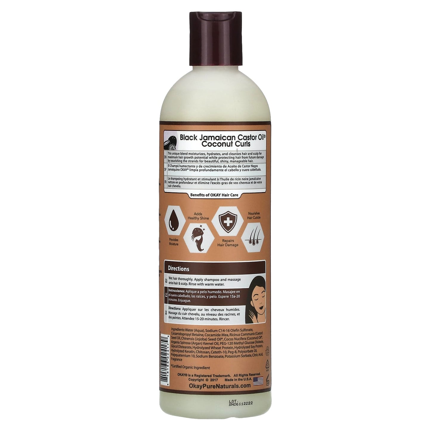 Okay Pure Naturals, Black Jamaican Castor Oil, Coconut Curls, Shampoo, 12 fl oz (355 ml) - Image 2