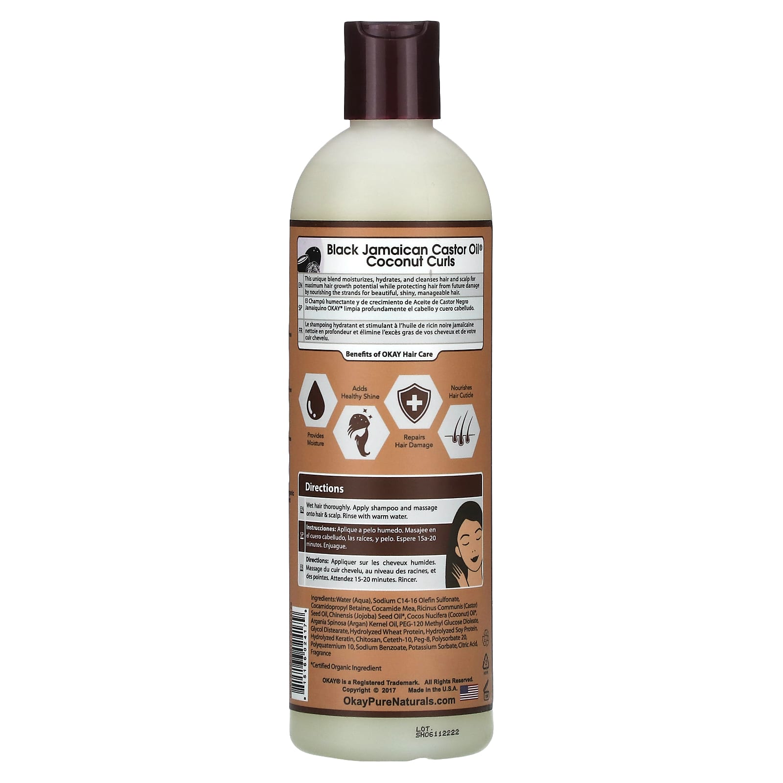 Okay Pure Naturals, Black Jamaican Castor Oil, Coconut Curls, Shampoo, 12 fl oz (355 ml) - Image 2