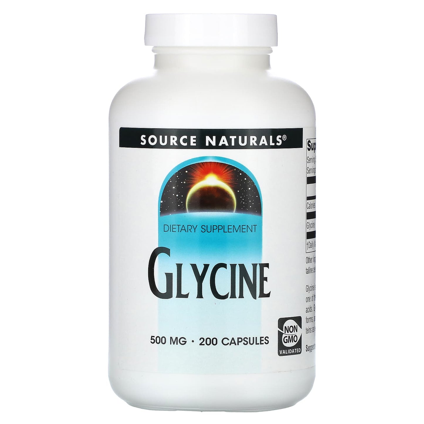 Source Naturals, Glycine, 1,000 mg, 200 Capsules (500 mg per Capsule) - Image 1